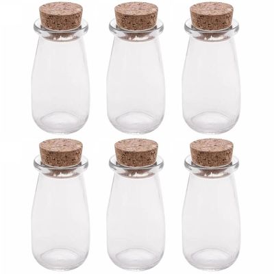 Kit 6 Mini Potes Tampa Rolha 100ml Vidro Lyor Lembrancinhas Porta Mantimentos Decorativo