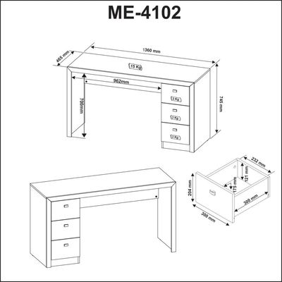 Mesa Reta para Escritório com 3 Gavetas ME4102 Amêndoa Tecnomobili