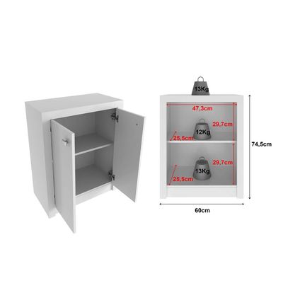 Balcão para Escritório com 2 Portas e 1 Prateleira ME4103 Branco Tecnomobili