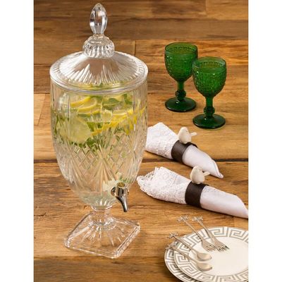 Suqueira de Cristal Dublin 4,5L Com Torneira Dispenser Água Suco Drinks Cristal