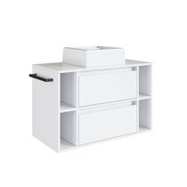 Gabinete de Banheiro Suspenso 80cm com Cuba Branco 4 Nichos 1 Toalheiro 2 Gavetas