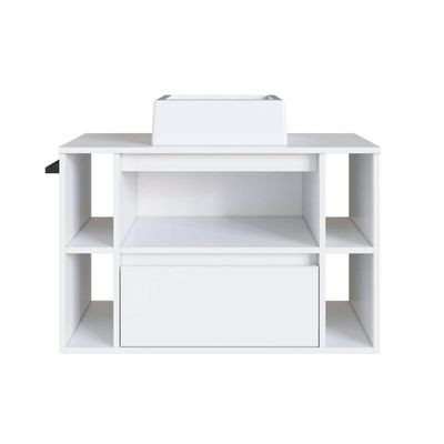 Gabinete de Banheiro Suspenso 80cm com Cuba Branco 4 Nichos 1 Toalheiro 2 Gavetas