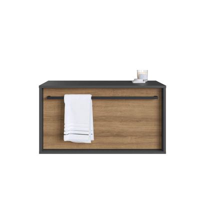 Gabinete Suspenso 80cm Mel Grafite com Gavetão e 1 Toalheiro BH8040MG com Puxador