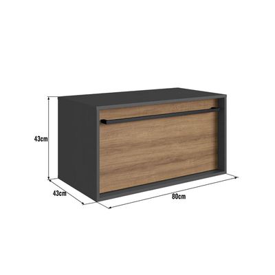 Gabinete Suspenso 80cm Mel Grafite com Gavetão e 1 Toalheiro BH8040MG com Puxador