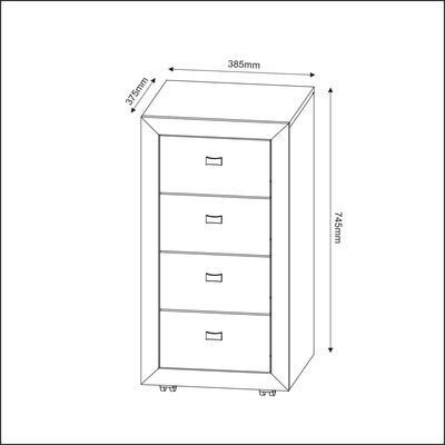 Gaveteiro 4 Gavetas Escritório Home Office ME4133 Branco Tecnomobili