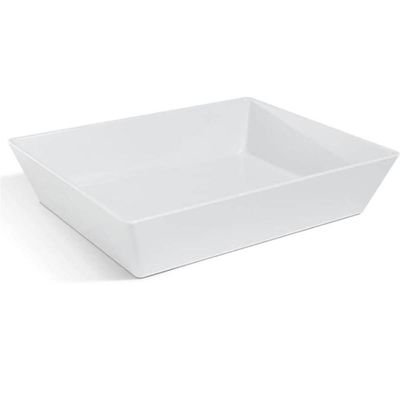 Kit 2 Travessas Retangular Branca 3,5L Profissional Servir Buffet Melamina Haus Concept Saladas Massas