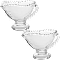 Kit 2 Molheiras Pearl de Cristal 140ml com Alça Porta Molhos Mesa Posta Servir Caldas Wolff