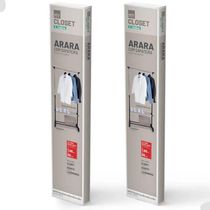 Kit 2 Araras Sapateiras Regulável 80 a 155cm Ordene Expositor Calçados Closet Rodinhas My Closet
