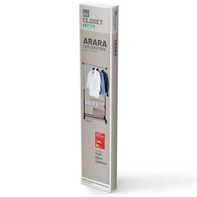 Kit 2 Araras Sapateiras Regulável 80 a 155cm Ordene Expositor Calçados Closet Rodinhas My Closet