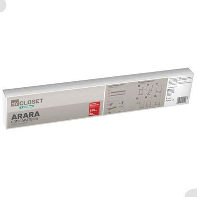 Kit 2 Araras Sapateiras Regulável 80 a 155cm Ordene Expositor Calçados Closet Rodinhas My Closet