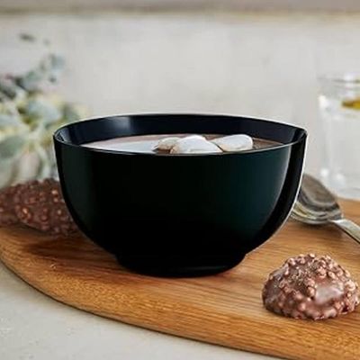 Bowl de Vidro 300ml Tigela Cumbuca Preta Shimeji Opalino Diwali Sobremesa Preto