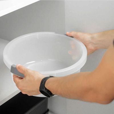 Bacia Flow 5L Bege Ou com Pega Ergonômica e Gradação de Litros Lavanderia Limpeza