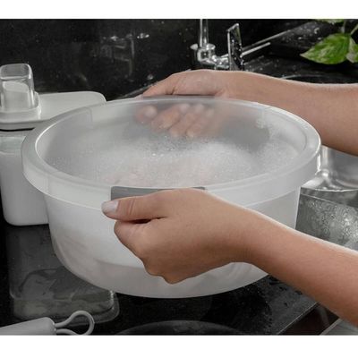 Bacia Flow 5L Bege Ou com Pega Ergonômica e Gradação de Litros Lavanderia Limpeza