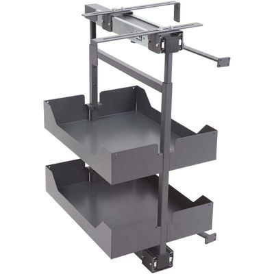 Coluna Baixa Masutti 2 Bandejas 33x48x61cm Cinza Corrediça Deslizante Móvel
