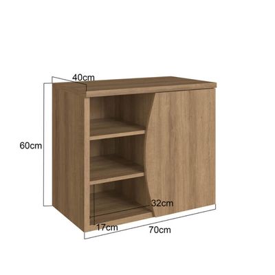 Gabinete Suspenso 70cm Laura Mel com 1 Porta e 2 Prateleiras De Banheiro Sem Cuba