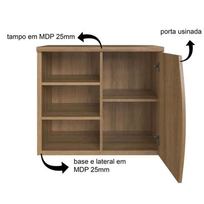Gabinete Suspenso 70cm Laura Mel com 1 Porta e 2 Prateleiras De Banheiro Sem Cuba