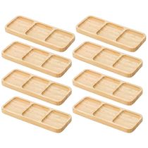8 Petisqueiras Bambu 25x10cm Eventos Bar Restaurantes 3 Divisórias Entradas Aperitivos Plasvale