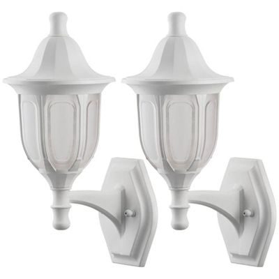 2 Arandelas Externas Modenas Brancas de Parede Clássicas 38cm Casas Jardim Dital