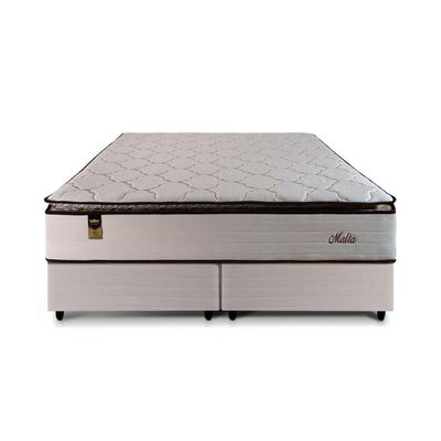 Cama Box Bipartida King Size Hellen Malta Linho com Molas Ensacadas e Espuma D26 66x193x203 cm Bege