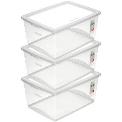 3 Caixas Plásticas Organizadoras 60L com Tampa My Closet Ordene Multiuso