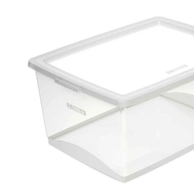 Kit 6 Caixas Organizadoras Plásticas 60L com Tampa My Closet Ordene Multiuso Transparente Retangulares