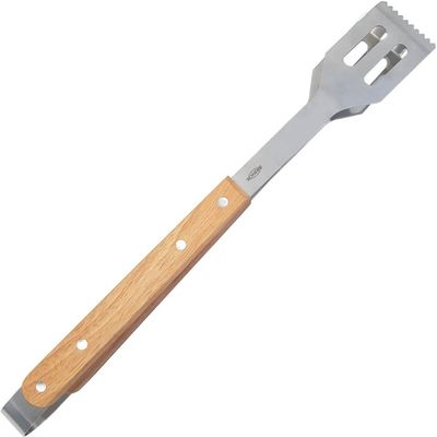Kit 5 Pegadores de Churrasco Inox 40cm Restaurante Churrascaria Grelha Cabo Madeira