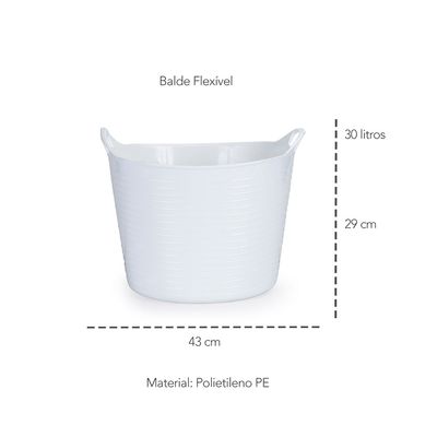 Cesto Organizador Balde Branco Roupa Brinquedos 3un de 30L