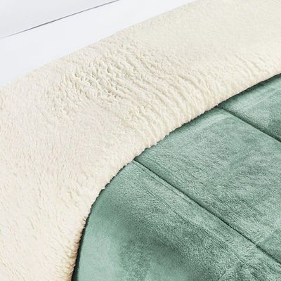 Coberdrom Casa Scarpa Apollo Solteiro Sherpa Manta Flannel Toque Lã De Carneiro - Verde Alecrim