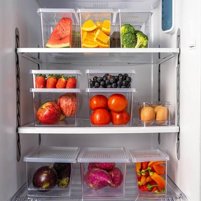 Organizador de Geladeira com Tampa 660ml Cozinha Multiuso Frutas Pequeno Transparente UZ