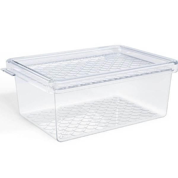 Organizador de Geladeira com Tampa 660ml Cozinha Multiuso Frutas Pequeno Transparente UZ