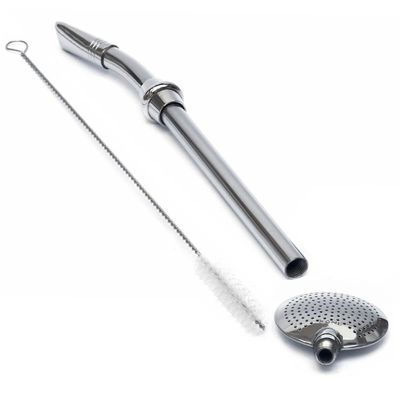 Bomba De Chimarrão Aço Inox 304 Desmontável Com Escovinha Inox