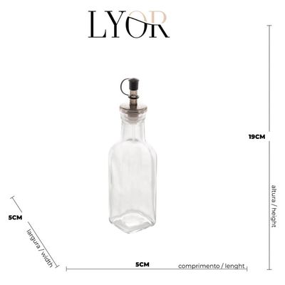 Kit 2 Garrafas para Azeite ou Vinagre de Vidro 200ml com Dosador Lyor Temperar Saladas