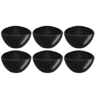 6 Cremeiras Triangulares 250ml Sobremesa Açaí Sorvete Preto Tigela Plástico Coza