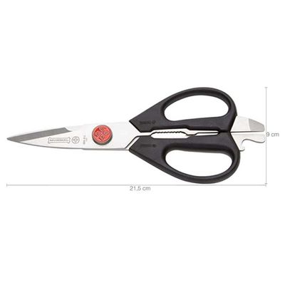 Kit 5 Tesouras de Cozinha Mundial Inox Desmontável 21,5cm Multiuso Culinária Preta