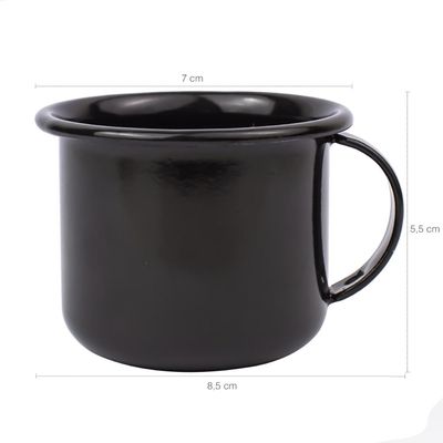 Mini Caneca Esmaltada Com Alça 90ml Xícara Em Ágata Para Café Esmaltados Silva Preto