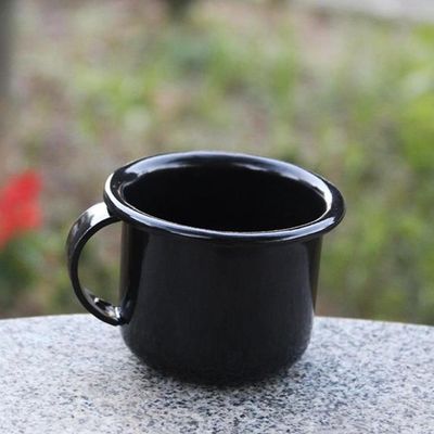 Mini Caneca Esmaltada Com Alça 90ml Xícara Em Ágata Para Café Esmaltados Silva Preto