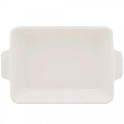 Kit 2 Refratários 23,5x15x5cm Travessa Porcelana Branca com Alça Funda Lyor Basic