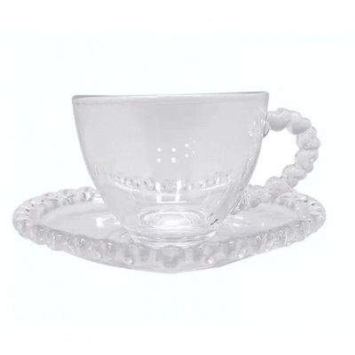 Xicara De Cafe Com Pires Cristal Coração 80 Ml - Lyor