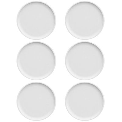 Jogo 6 Pratos de Sobremesa Porcelana Branca Redondos 18,5cm Bold Germer Hotel Bar Restaurante