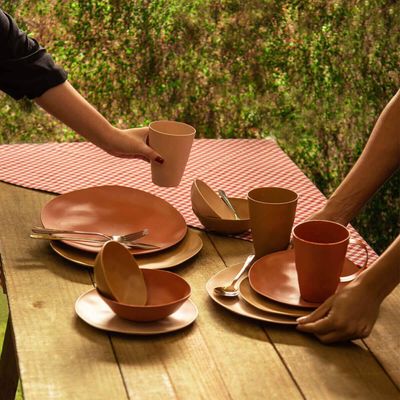 Kit 6 Pratos Rasos Avulsos 26cm Orgânico Sortido com Relevo Lyor Mesa Posta Servir