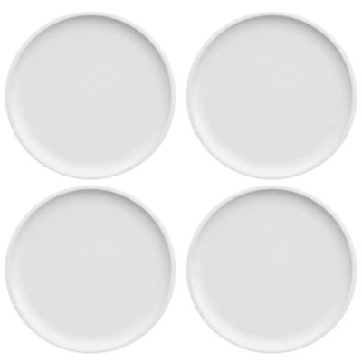 Kit 4 Pratos de Sobremesa Porcelana Branca Redondos 18,5cm Bold Germer Hotel Bar Restaurante