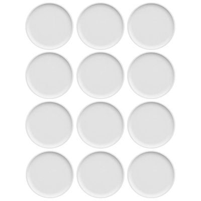 Conjunto 12 Pratos de Sobremesa Porcelana Branca Redondos 18,5cm Bold Germer Hotel Padaria