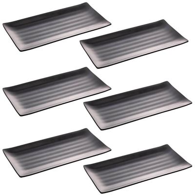 Kit 6 Pratos Sushi Travessa Melamina Preta 30x15cm Lyor Tóquio Comida Japonesa