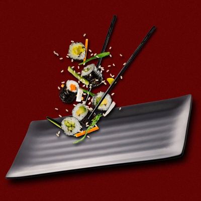Kit 6 Pratos Sushi Travessa Melamina Preta 30x15cm Lyor Tóquio Comida Japonesa