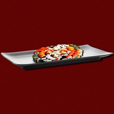 Kit 6 Pratos Sushi Travessa Melamina Preta 30x15cm Lyor Tóquio Comida Japonesa