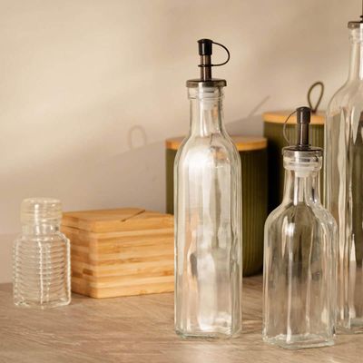 Kit 12 Garrafas de Vidro 270ml Azeite Vinagre com Bico Dosador e Tampa Lyor