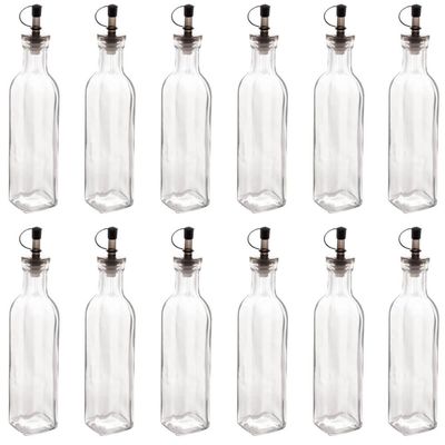 Kit 12 Garrafas de Vidro 270ml Azeite Vinagre com Bico Dosador e Tampa Lyor