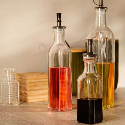 Kit 12 Garrafas de Vidro 270ml Azeite Vinagre com Bico Dosador e Tampa Lyor