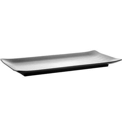 Kit 24 Travessas para Servir Sushi Sashimi em Restaurante Japonês 35x16cm Melamina Retangulares Pretas