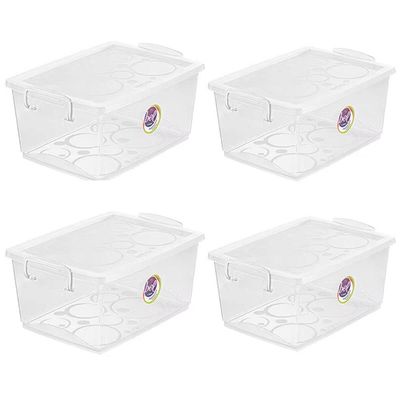 Kit 4 Caixas Organizadora 4L com Travas e Alças Laterais Bel Ordene Escola Casa Closet